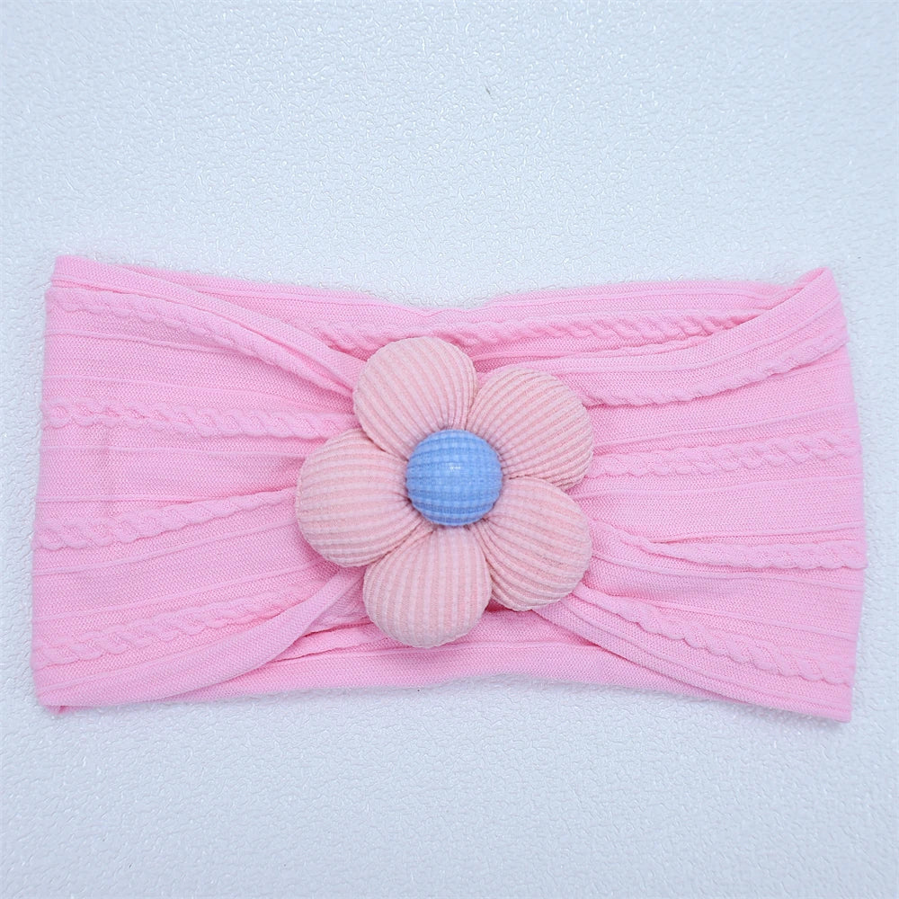 Bandeau Bébé Fille en Nylon Doux avec Fleur – Accessoire Nouveau-né