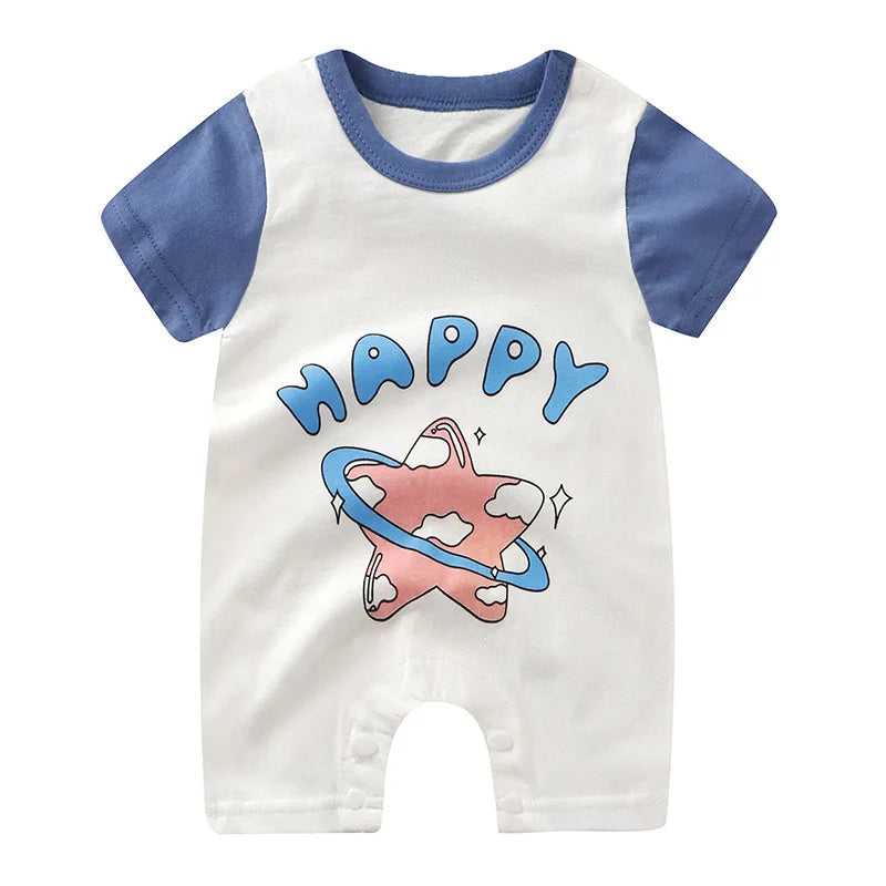 Barboteuse d'été pour bébés filles, vêtements en coton à manches courtes, combinaison pour nouveau-né garçon, body pour nouveau-nés