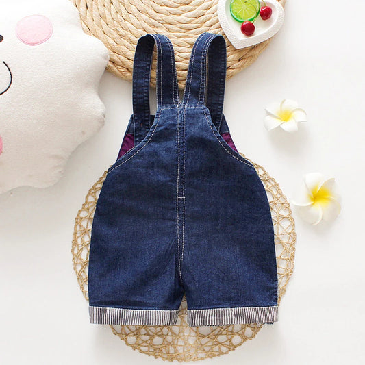 Salopette d’Été Bébé Garçon – Short en Denim avec Ourson