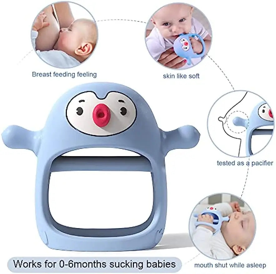 Anneau de dentition bébé en silicone – Prise facile anti-chute – Sans BPA – Doux et sécuritaire