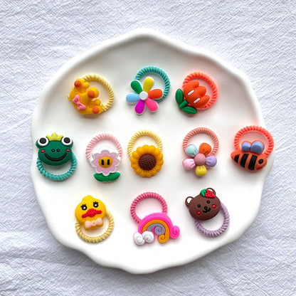 Lot d’Élastiques à Cheveux Enfants – Accessoires Cartoon Colorés