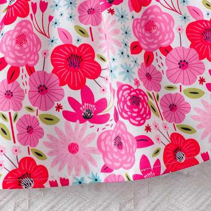 Robe d’été bébé fille + chapeau assorti – Motif feuilles tropicales