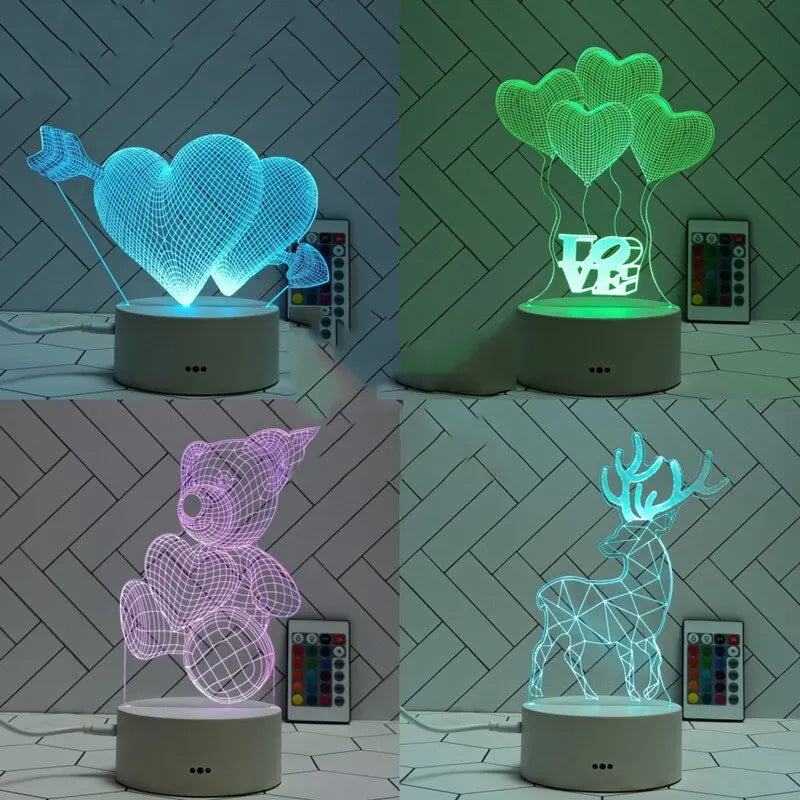 Veilleuse LED Acrylique 3D – Lampe de Chevet Décorative (Cadeau & Ambiance)