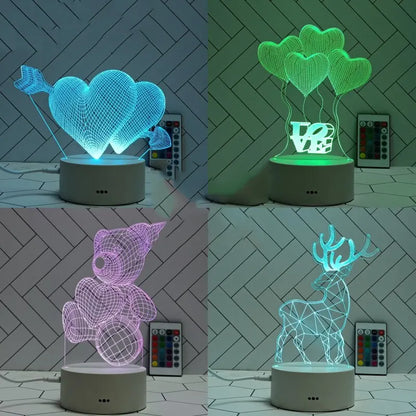 Veilleuse LED Acrylique 3D – Lampe de Chevet Décorative (Cadeau & Ambiance)