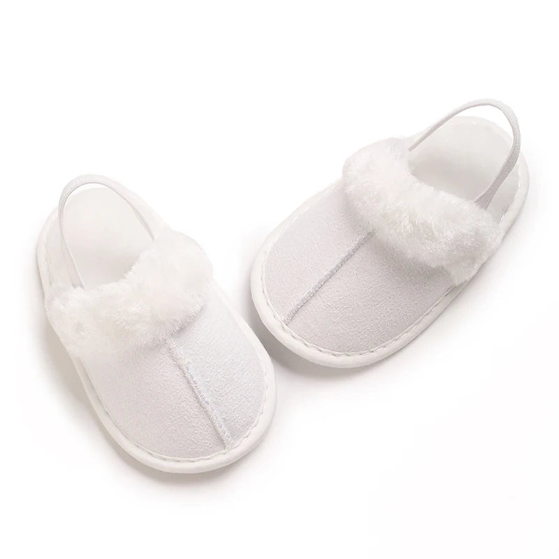 Pantoufles bébé coton doublées – Chaudes & confortables – Semelle douce (0–18 mois)