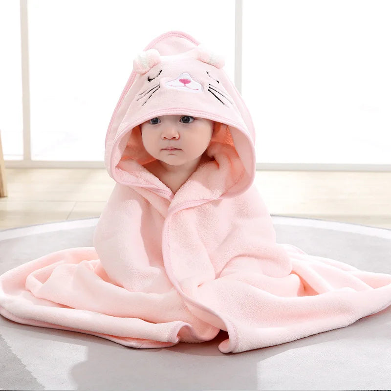 Serviettes de bain pour bébé, animaux de dessin animé, douces, à capuche, pour nouveau-né, couverture, peignoir pour tout-petits, lange d'emmaillotage chaud pour garçons et filles