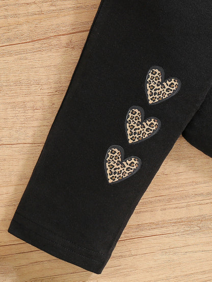 Ensemble Fille 2 Pièces – T-Shirt Cœur & Pantalon Décontracté