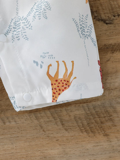 2 pièces bébé garçons été manches combinaison dessin animé Animal pour 1-3Y Bobysuit vêtements décontracté mode salopette vêtements + chapeau