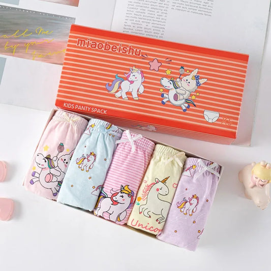 5 pièces/ensemble sous-vêtements pour fille coton mignon motif licorne petites filles culottes respirant confort enfants Hipster slips