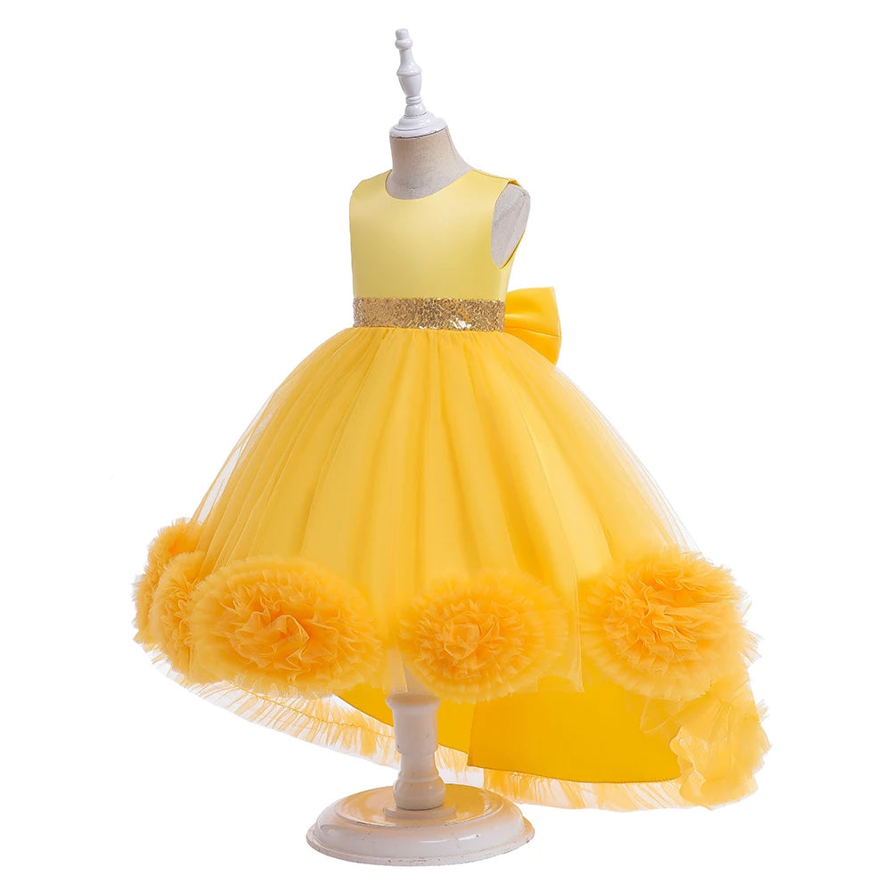 Robe Princesse Fille Traîne Tulle – Cérémonie, Mariage, Anniversaire & Noël (2–10 ans)