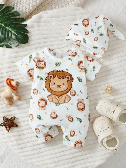Sweat bébé garçon motif lion – Ensemble confortable à manches courtes