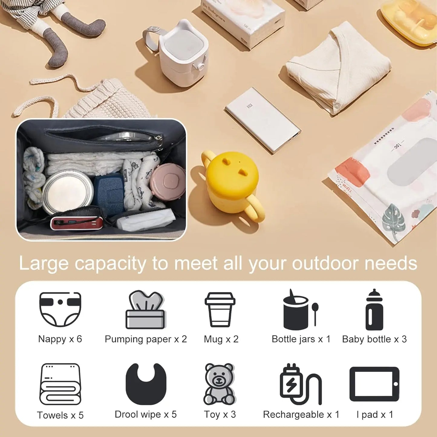 Sac à Dos Bébé Multifonction avec Lit Pliant – Grande Capacité 35L