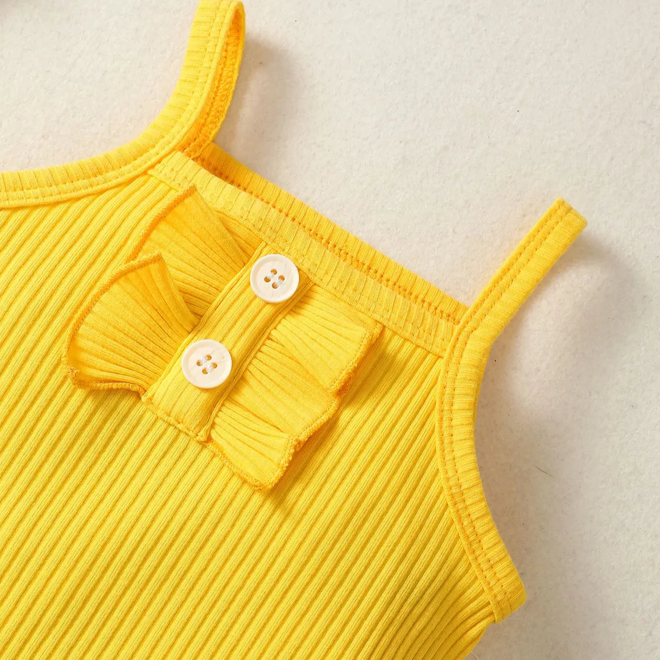 Tenue d’été bébé fille – Ensemble jaune motif tournesols avec jupe et bandeau