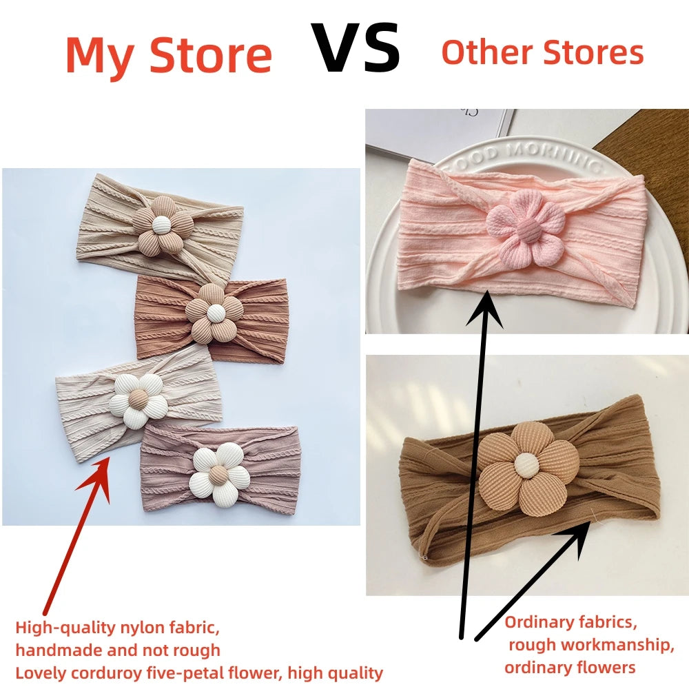 Bandeau Bébé Fille en Nylon Doux avec Fleur – Accessoire Nouveau-né