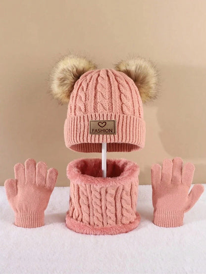 Ensemble hiver enfant 3 pièces – Bonnet, cache-cou et gants chauds