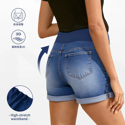 Short de Maternité en Jean – Confort d’Été pour Future Maman