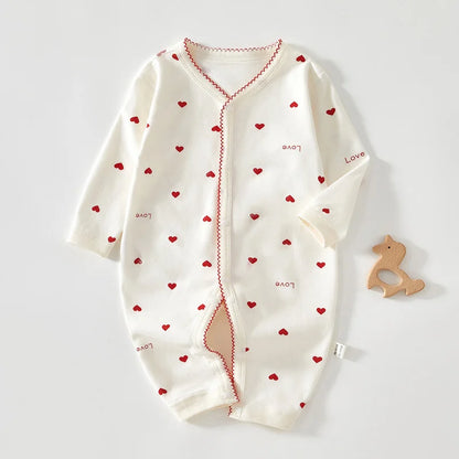 Barboteuse Cœur & Douceur™ – Combinaison Bébé en Coton (0–24 mois)