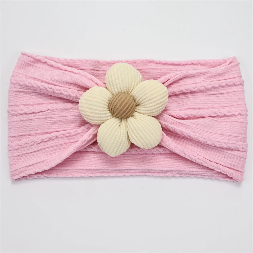 Bandeau Bébé Fille en Nylon Doux avec Fleur – Accessoire Nouveau-né
