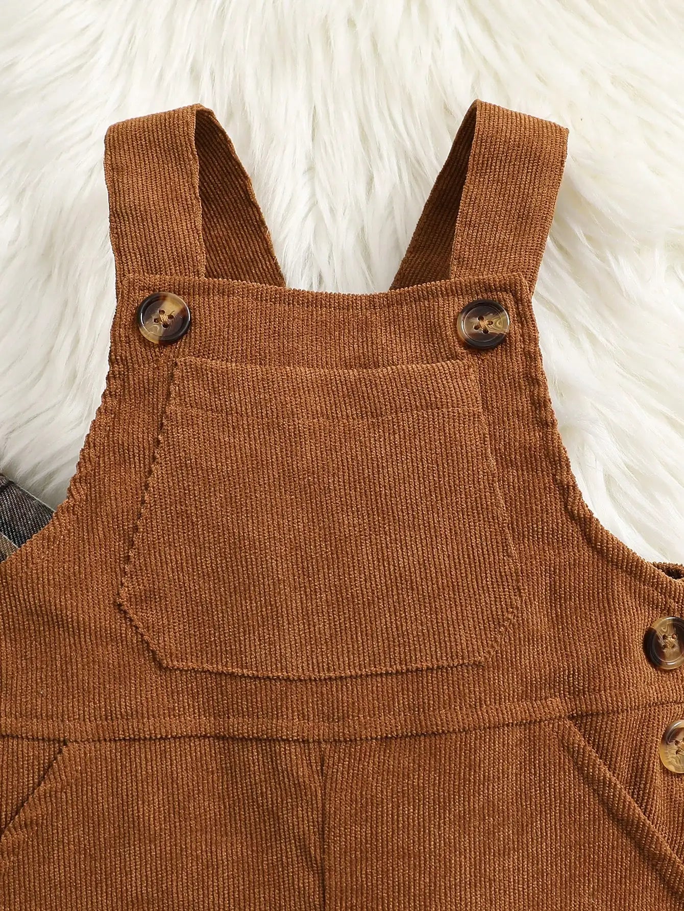 Ensemble Bébé Automne-Hiver en Velours Côtelé – Chemise à Manches Longues & Salopette