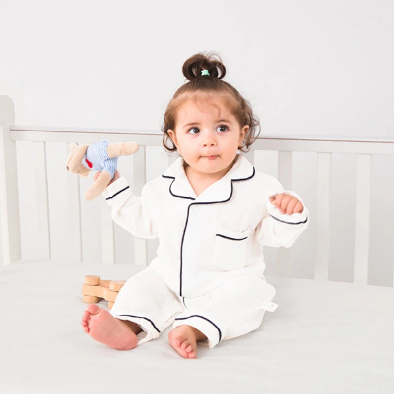 Barboteuse Bébé en Gaze à Manches Longues – Pyjama Doux Nouveau-Né