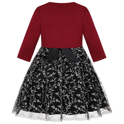 Robe Princesse Fille 2 Pièces (Robe + Veste) – Noir & Rose | Cérémonie, Anniversaire, Piano (5–14 ans)