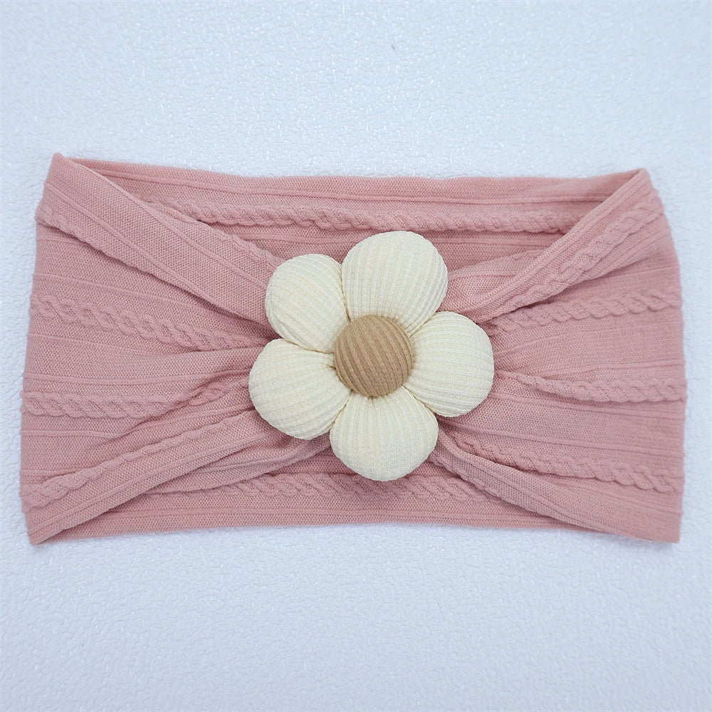 Bandeau Bébé Fille en Nylon Doux avec Fleur – Accessoire Nouveau-né
