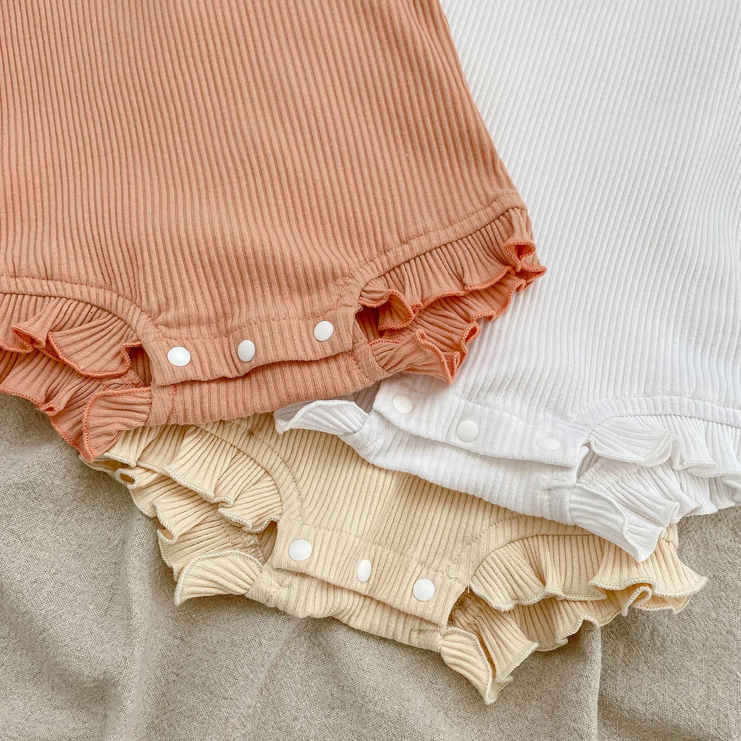 Ensemble bébé fille été 2 pièces – Body à volants 100 % coton & bloomer assorti