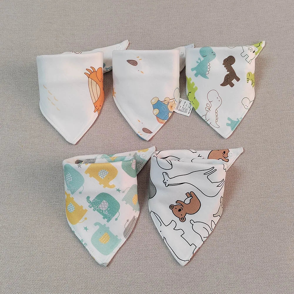 Lot de 5 Bavoirs Bandana en Coton pour Bébé – Bavoirs Absorbants et Doux