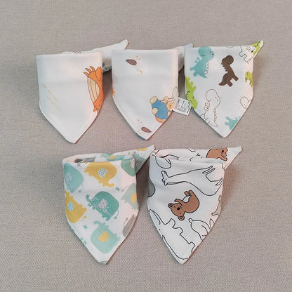 Lot de 5 Bavoirs Bandana en Coton pour Bébé – Bavoirs Absorbants et Doux