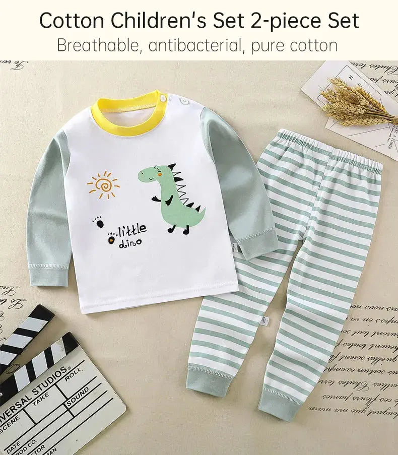 Pyjama Enfant Coton 2 Pièces – Haut Manches Longues + Pantalon (Unisexe, 4–6 ans)