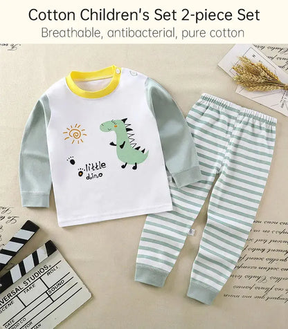Pyjama Enfant Coton 2 Pièces – Haut Manches Longues + Pantalon (Unisexe, 4–6 ans)