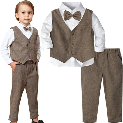 Garçons costume tenue ensemble enfant en bas âge vêtements de mariage enfants baptême pâques église vêtements infantile noël fête d'anniversaire cadeau noël 3 pièces