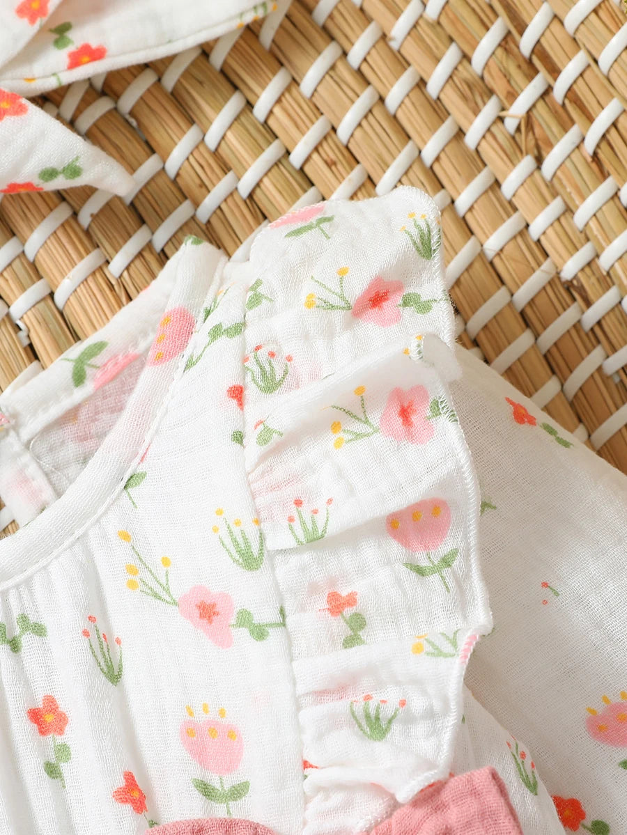 Combinaison Bébé Fille en Coton avec Nœud – Douce & Élégante