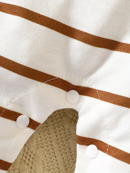 Barboteuse bébé rayée avec ours – J’aime maman & papa | Douce & confortable