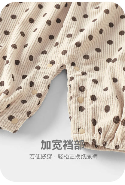 Salopette Bébé Unisexe à Pois – Style Vintage (1–3 ans)