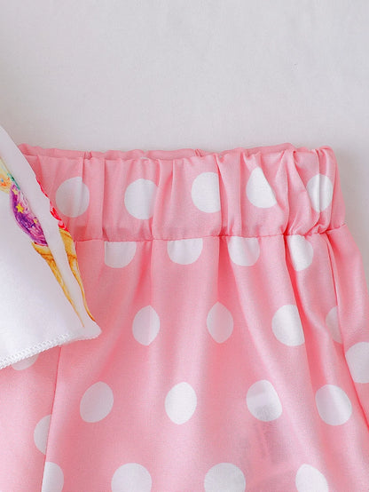 Ensemble été bébé fille crème & rose – Haut à bretelles et short à pois (2 pièces)