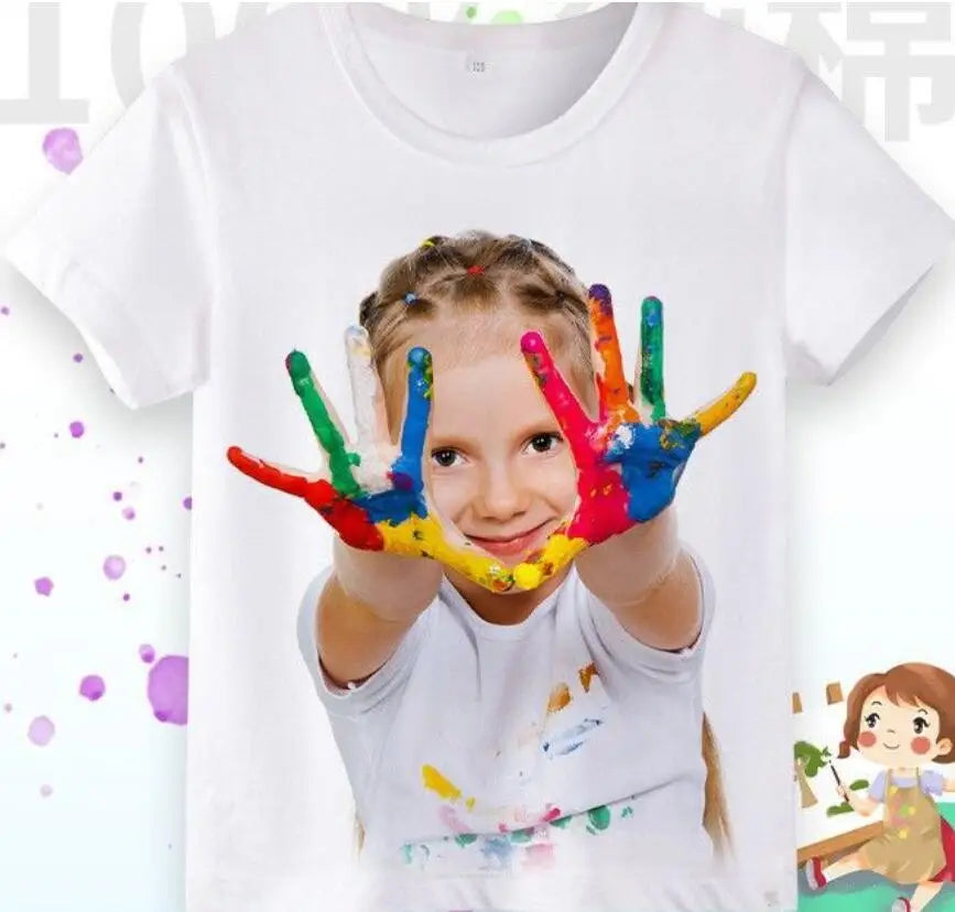 Girls Short-Sleeve T-Shirt Insect Science Print Casual Crew-Neck Children's Summer Wear Kids' Clothes