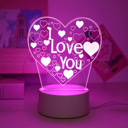Veilleuse 3D “I Love You” – Lumière Romantique Élégante (Cadeau Saint-Valentin)