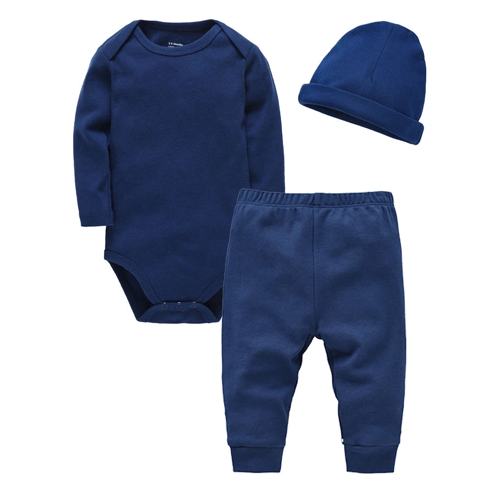 Ensemble Bébé 3 Pièces 100% Coton – Barboteuse, Pantalon & Bonnet | Douceur Essentielle