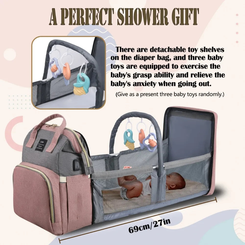 Sac à Dos Bébé avec Lit Pliable Intégré – Sac à Langer Multifonction pour Parents