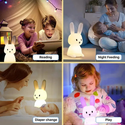 Veilleuse Lapin Premium – Lumière Douce Tactile (Chambre Enfant)