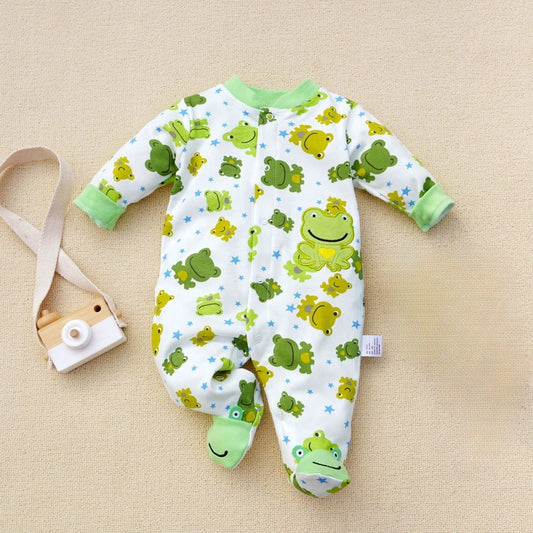 Barboteuse Bébé Grenouille 100% Coton – Pyjama Doux & Confortable pour Nouveau-Né