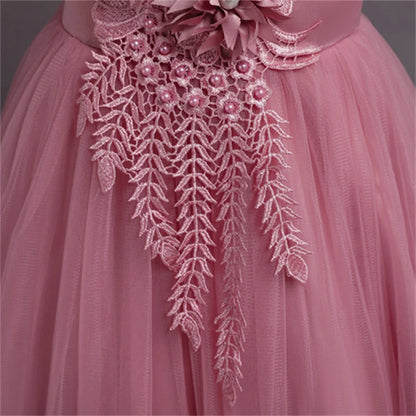 Robe de Princesse en Tulle & Dentelle – Cérémonie & Fête pour Fille (7–13 ans)