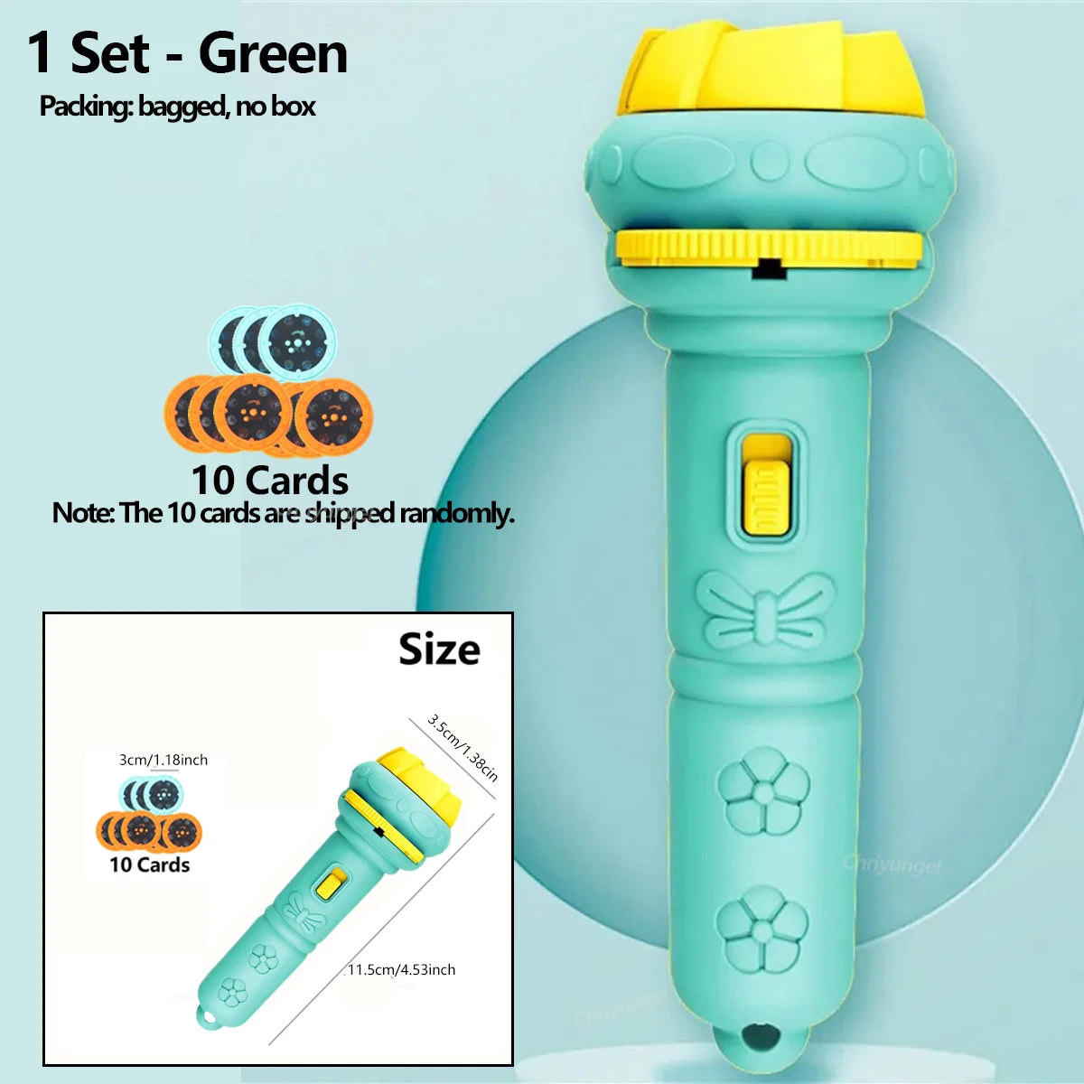 Lampe de poche projecteur pour enfants – Dessins animés (10 cartes, 80 images)