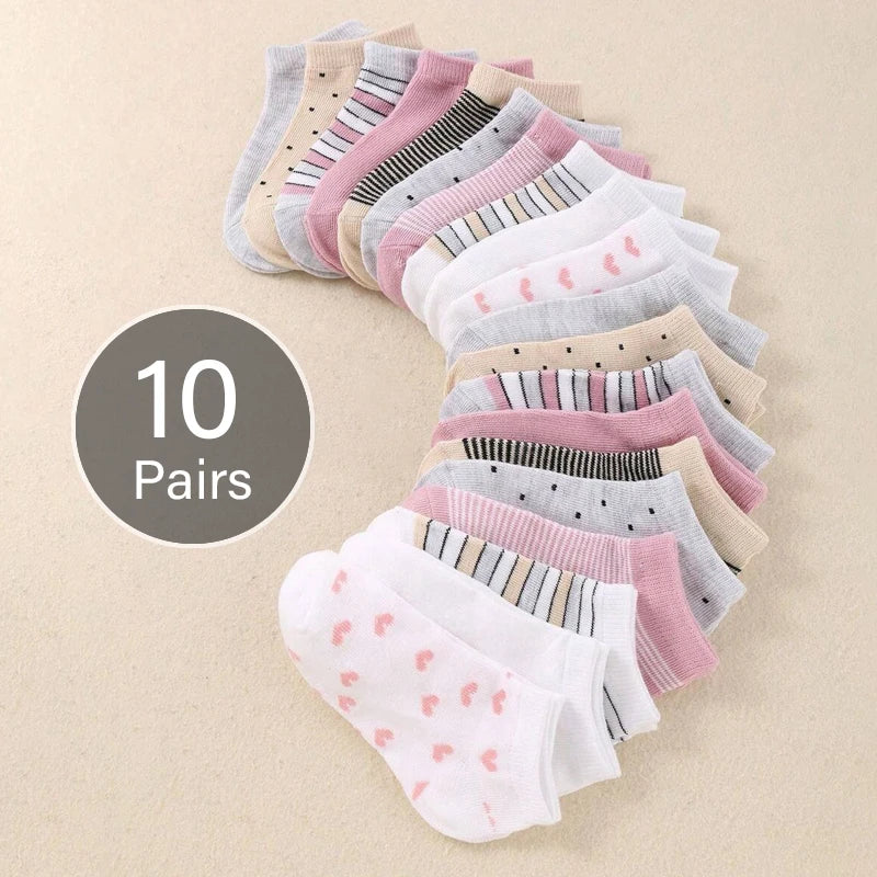Lot de 10 paires de chaussettes adorables pour enfants – Confort doux, respirant, filles & garçons (3 à 12 ans)