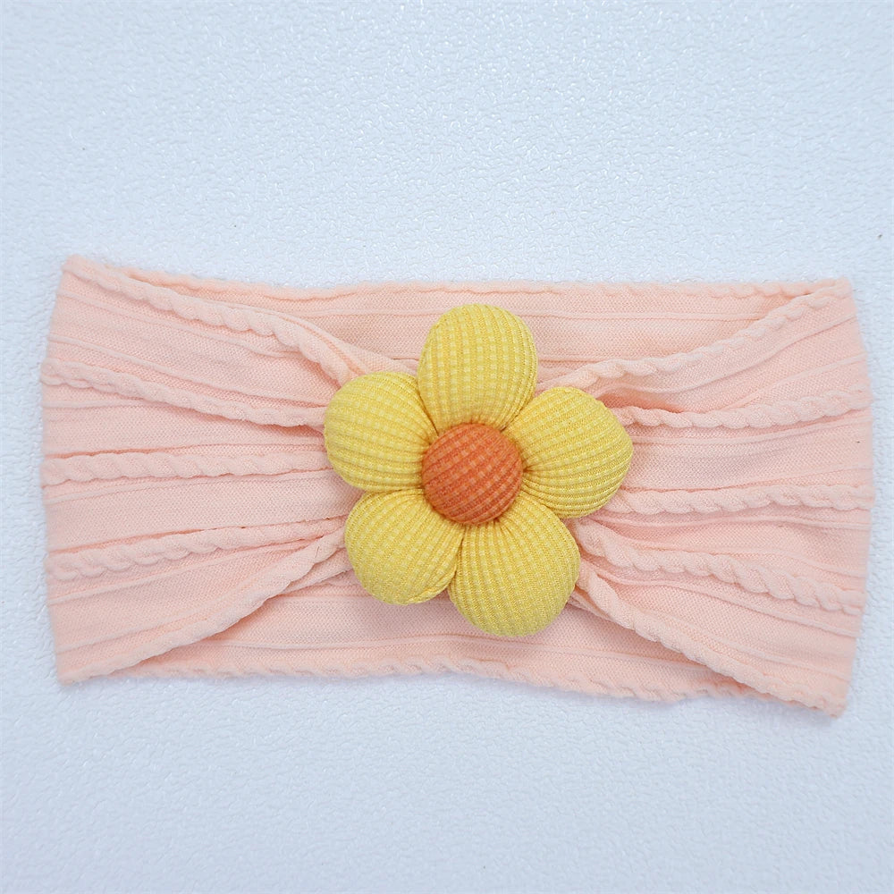 Bandeau Bébé Fille en Nylon Doux avec Fleur – Accessoire Nouveau-né