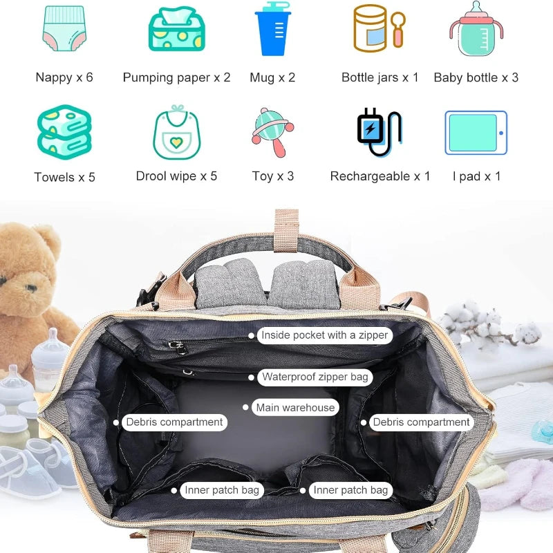 Sac à Dos Bébé Multifonction avec Lit Pliant – Grande Capacité 35L