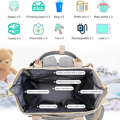 Sac à Dos Bébé Multifonction avec Lit Pliant – Grande Capacité 35L