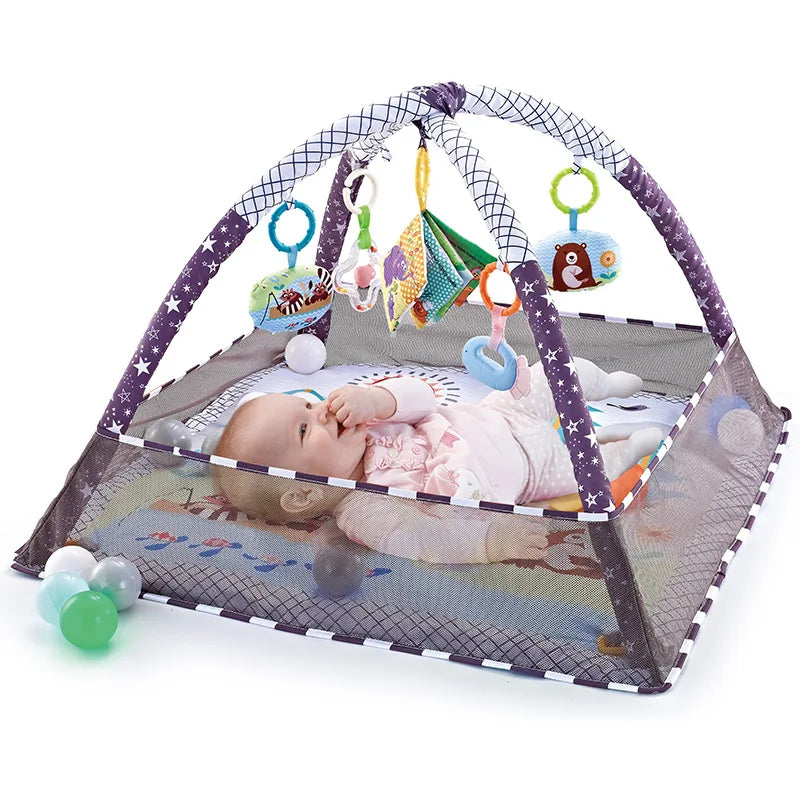 Tapis de Jeu Éveil Bébé avec Arche d’Activités – Confort & Motricité dès la Naissance