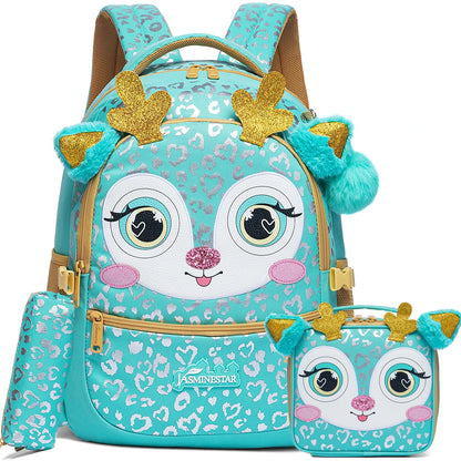 Ensemble sac à dos scolaire 3 pièces pour fille (8–10 ans) – Sac, lunch et trousse assortis